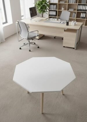 Engineered Wood Octagonal Side Table | Decorative Accent Tables with Wooden Legs | Minimalist Corner, Sofa and Bedside Table for Living Room, Bedroom, Office | Coffee Tables (White)